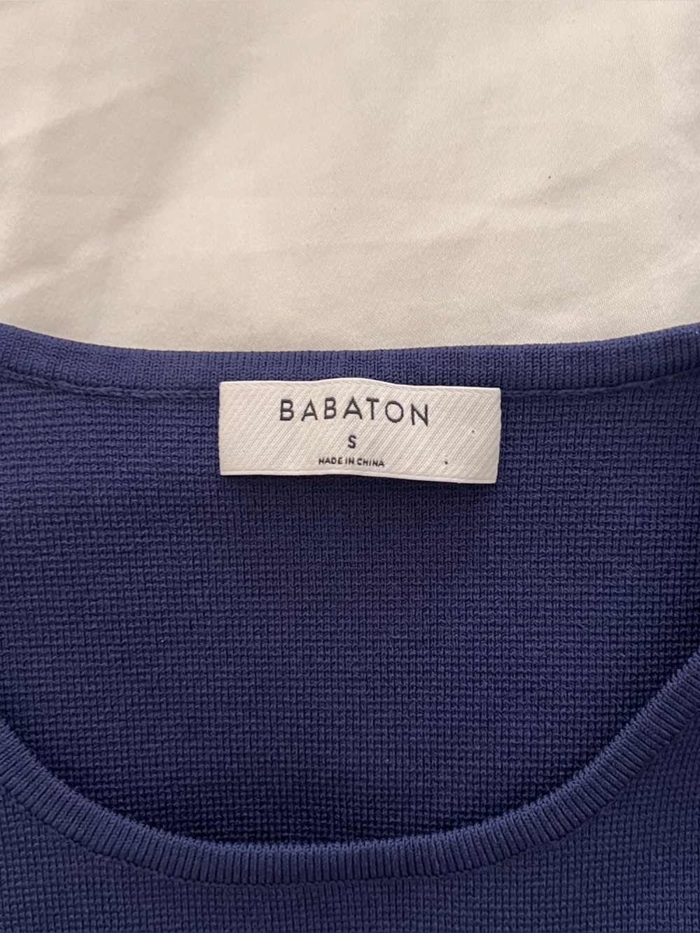 Aritzia Babaton Navy Crewneck Ribbed-Side Knit Sweater Long Sleeve Top - Picture 2 of 5